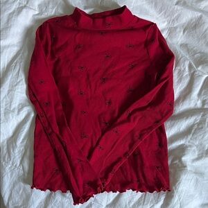 Cat & Jack Red Long Sleeve Tee with Black Bow Design